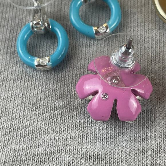 Bundle 3 Sets Pairs Napier Earrings Pink Blue Yellow Fashion New - Picture 7 of 7